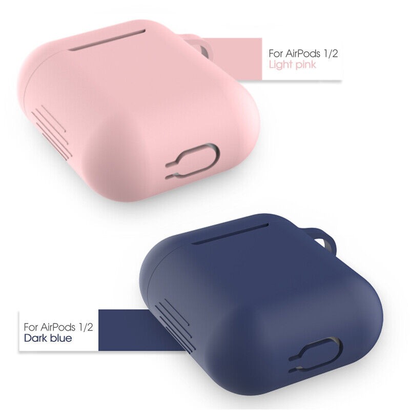 Apple AirPods Case 1/2 Silicone Protector Shockproof Cover + Keychain Navy Blue