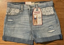 Levis Girls Jean Shorts Size 8. Girlfriend Shorts With Lace Pockets.