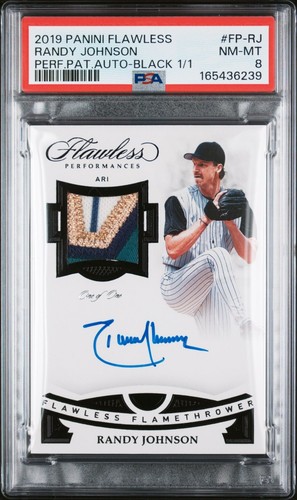 2019 PANINI FLAWLESS PERFORMANCES PATCH AUTOGRAPH RANDY JOHNSON BLACK 1/1 PSA 8