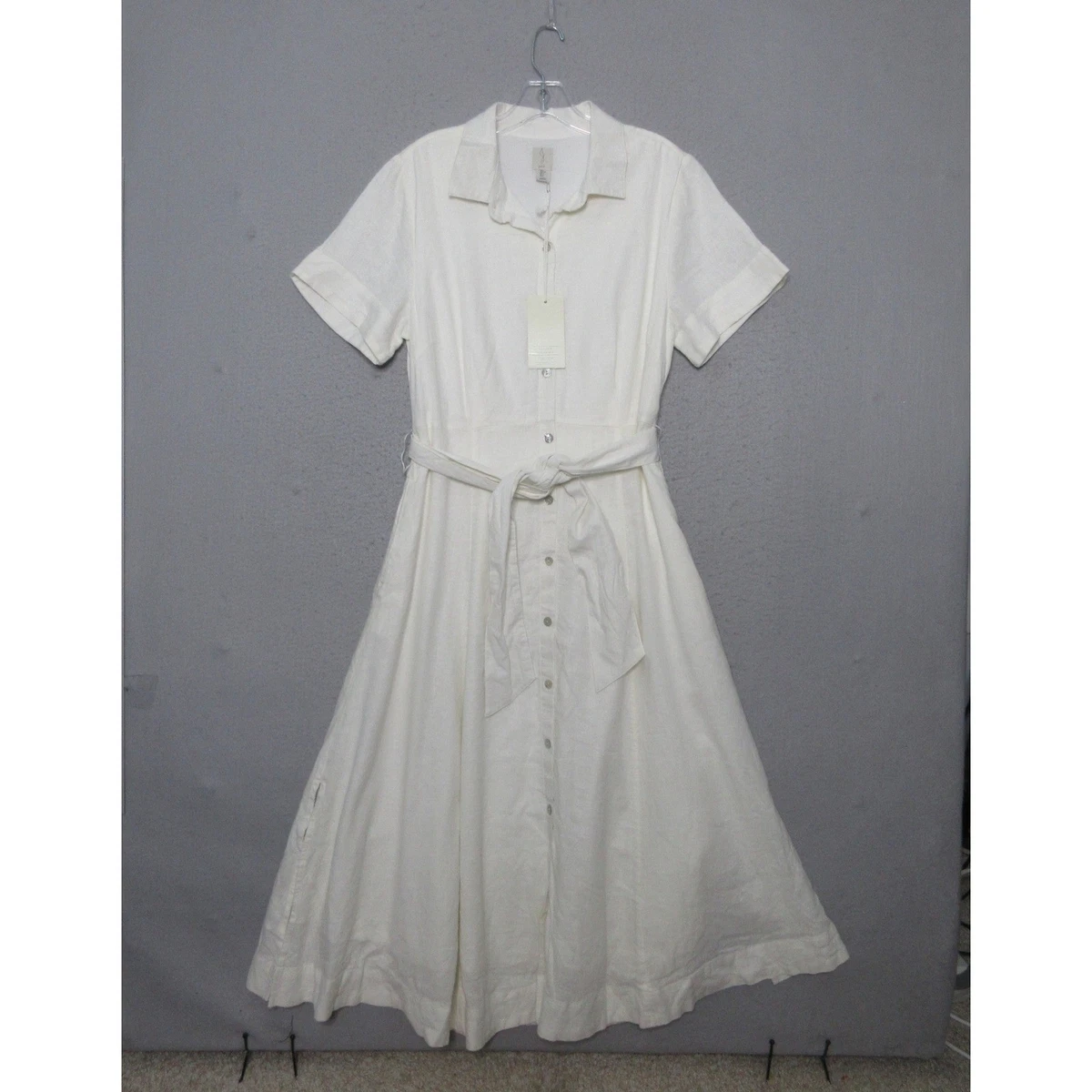 White Cotton Blend Shirt Dresses for Women for sale | eBay