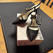 Anne Klein black sparkly evening sling back Shoes US8  UK6
