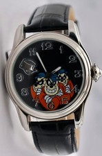Orologio automatico Disney Panzerknacker unisex 40 mm data fondo a vista cinturino in pelle NUOVO