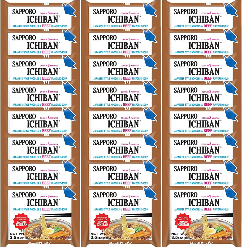 Sapporo Ichiban Beef Flavored Ramen Noodles, 3.50 Ounce (Pack of 24)