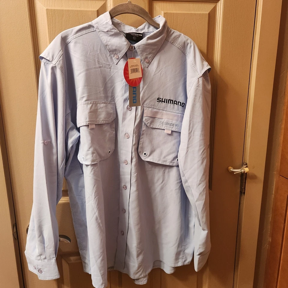 Shimano Men's Long Sleeve Vented Fishing Shirt UPF30+, BLue, Large - Image 2 of 4