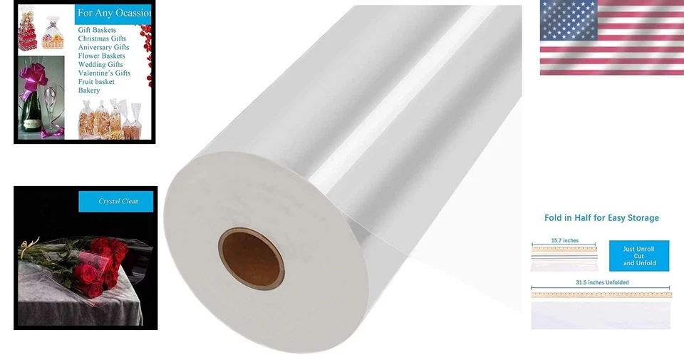 Rollo de papel de envolver transparente - 3 mil de grosor, 31,5" x 330 pies Foto 2 de 4