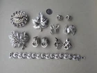 Lot of 9 vintage - TRIFARI JEWELRY - silver tone - pins earrings bracelet