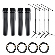 4-Pack of Shure SM57 Instrument Microphones Bundle with Mic Stands  XLR Cables