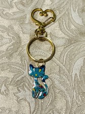 Kitty Cat Floral Keychain Enamel Bag Charm Animal Cute Book Bag Charm