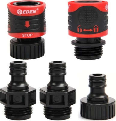 Premium Garden Hose Fitting Quick Connect Kit 5 Piece Set,Eden 95210 Snap & Lock
