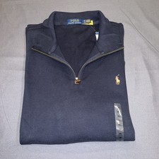 Polo Ralph Lauren Men's Quarter-Zip Double-Knit Cotton Sweatshirt Navy XXL