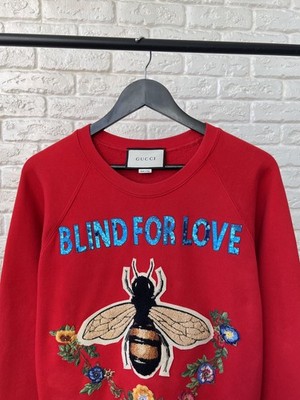 GUCCI Blind For Love Logo Bee Red Sweatshirt Women's Size XXS | eBay