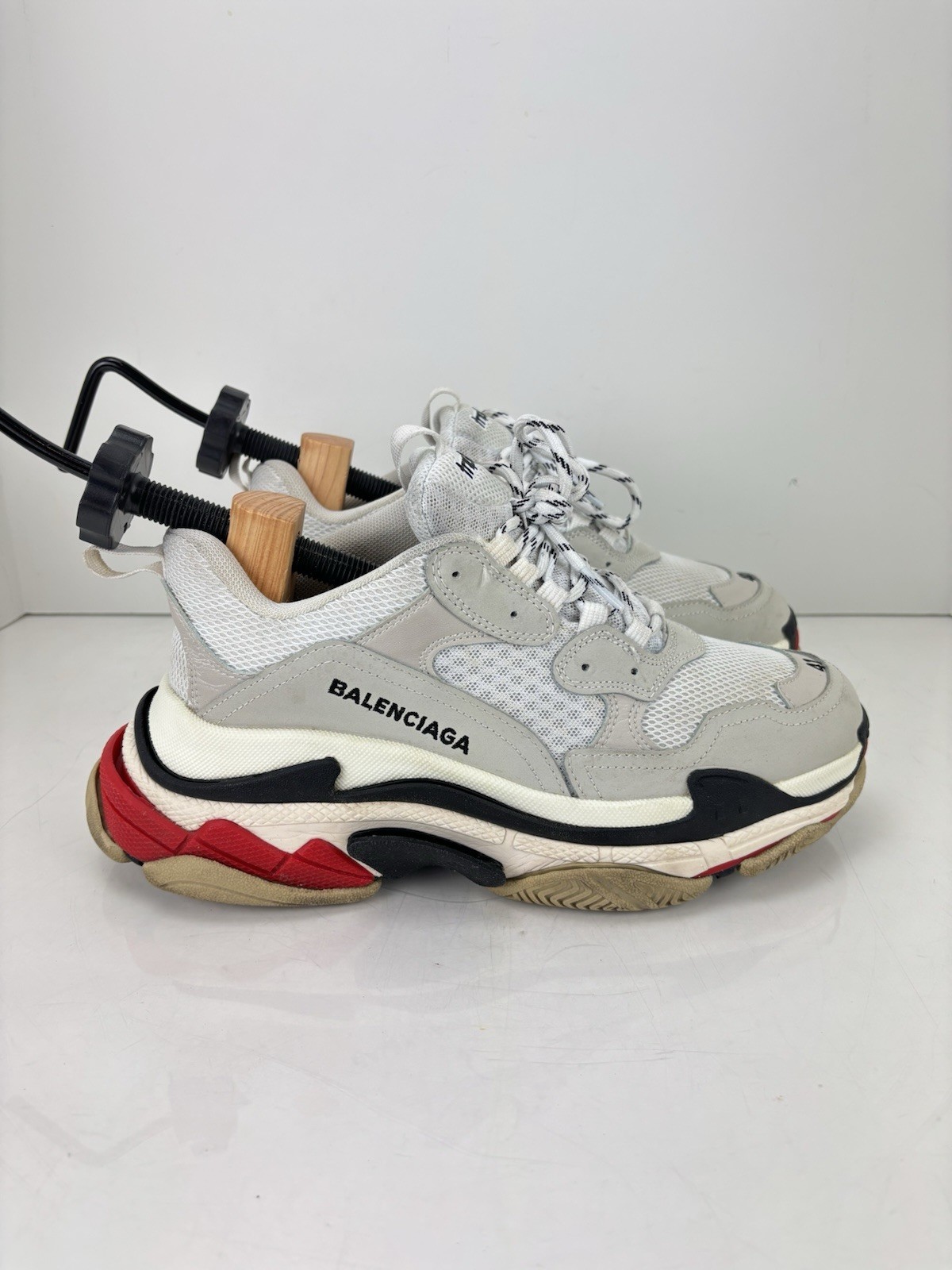 Balenciaga Triple S Sneakers EU 41 US 8 White Grey Red Authentic Designer Chunky thumbnail 9