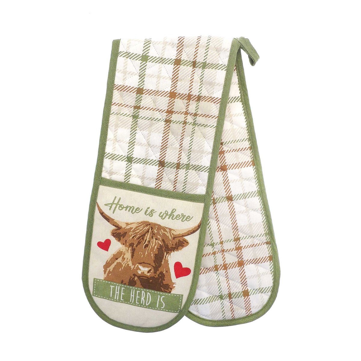 Country Club 'Home Is Where The Herd Is' Highland Cow Double Oven Gloves