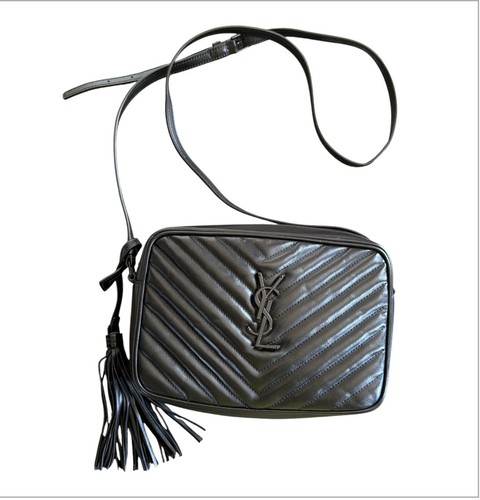 YSL Saint Laurent Lou Quilted Black Calfskin Leather Camera Bag