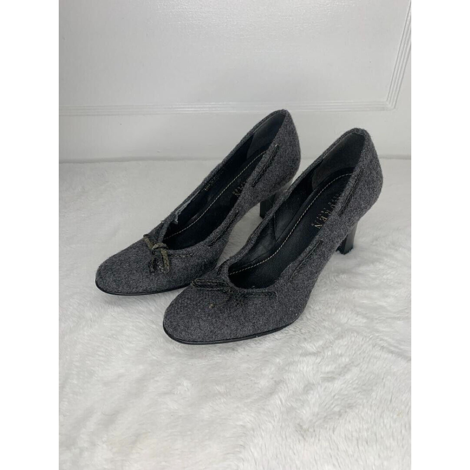 Lauren Ralph Lauren Womens Gray Wool Bow Heeled Pumps Size 8.5B