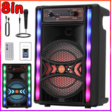 Portable 8" Bluetooth Speaker Subwoofer Heavy Bass Party Sound System FM w/ Mic