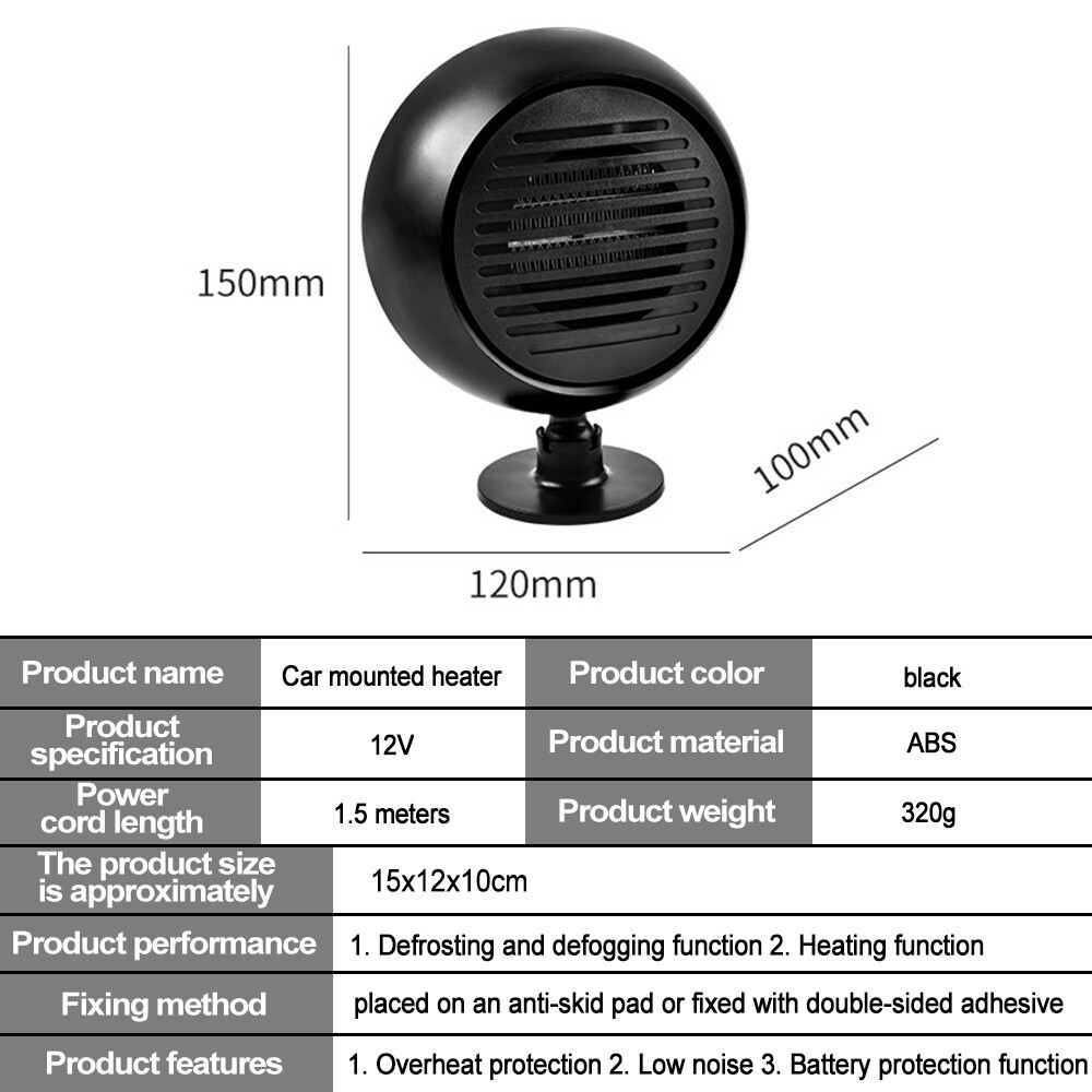 Heater Set 800W Space Heater & 180W 12V Portable Car Heater Demister Warmer US