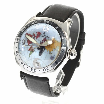 Corum Bubble 383.150.20 SSｘLeather Automatic Date GMT Light Blue Men's Buckle