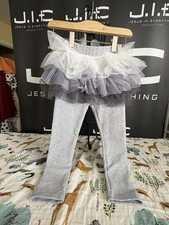 Tutu Joli Ombre Gray White Tutu Skirt Leggings Size L Tulle Attached Ballerina