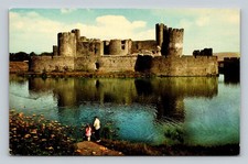 Vintage Colourmaster Postcard Caerphilly Castle Wales Printed GB