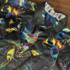 Robert Graham Rare Black Muticolor Embroidered Floral Button Up Shirt Mens M EUC