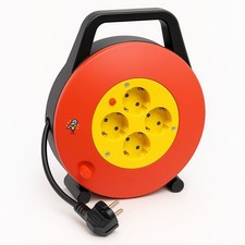 Kabelbox Kabeltrommel Kabelabroller Verlängerungskabel 4 Steckplätze von HEITECH