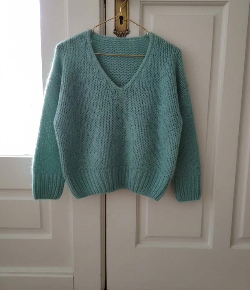 Pull Talia Benson Col V Vert - Mohair Et Laine Taille Unique Neuf Avec Tiquettes 945914