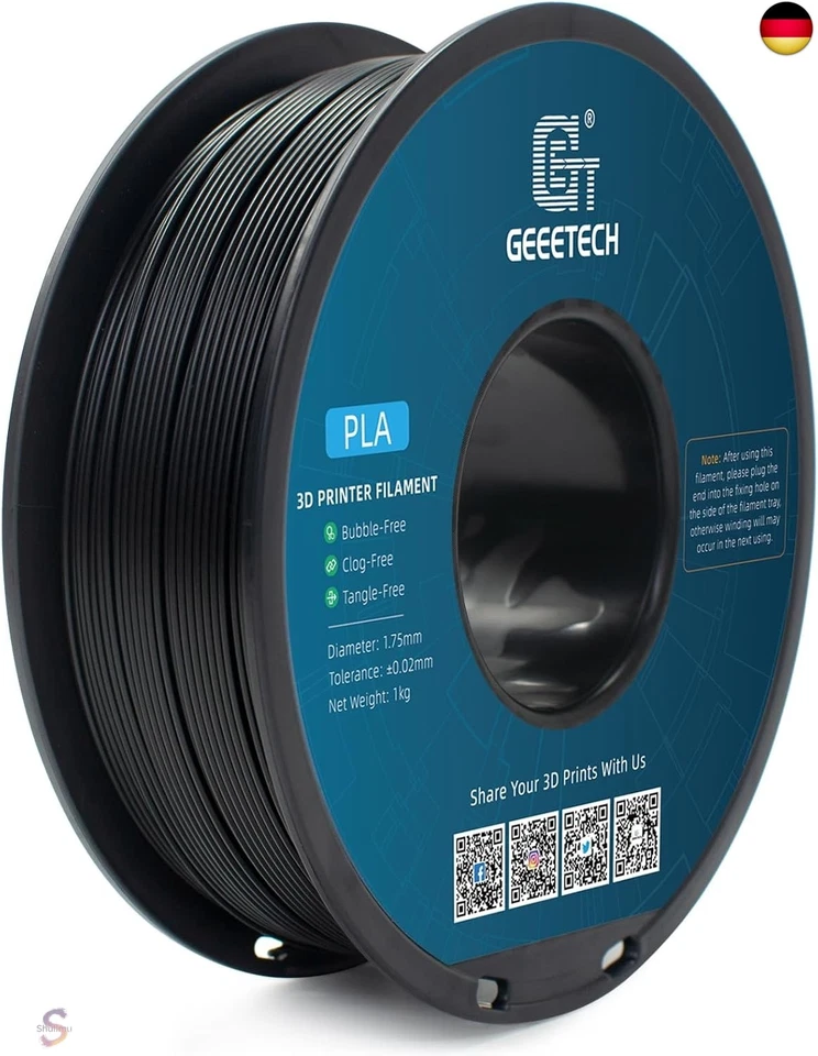 GEEETECH PLA Filament 1,75 mm, pla Schwarz 1 kg Spool für 3D Drucker - Bild 2 von 4