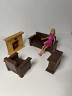 Vintage Handmade Wood Furniture Living Room TV Fireplace Barbie (NI) 12” Doll