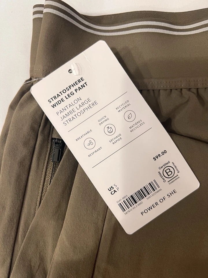 Pantalón Athleta Stratosphere Pierna Ancha Talla S- Cintura 28 pulgadas, Entrepierna 31 en Marrón. Nuevo Foto 3 de 4