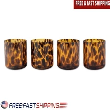 4-Piece Tortoise Black Drinking Glass Set Dishwasher Safe Durable Drinkware New