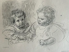 François Guiguet Engraving Portrait Family Brother And Sister Baby Child 1907