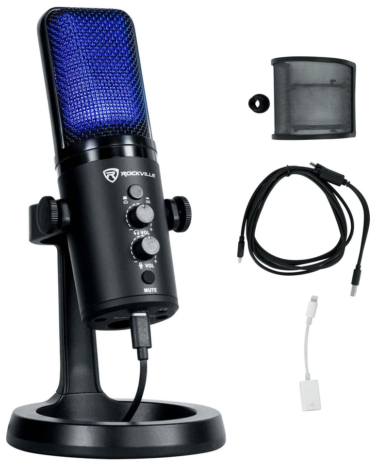 Rockville ROCK-STREAM PRO USB Microphone Recording Mic+Audio Technica Boom Arm - Image 2 of 4