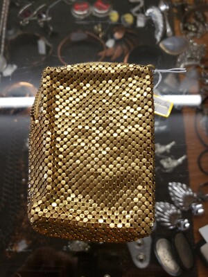whiting davis gold mesh cigarette case Vintage Authentic WHITING & DAVIS Gold Mesh Cigarette Case Zippered pouch