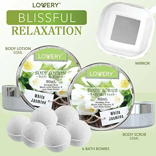 Cesta de regalo para baño y cuerpo para mujeres y hombres - Juego de spa de 14 piezas en fragancia de jazmín Foto 4 de 4