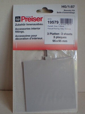 Preiser Innenausbau Parkett quadratisch grau 3St 95x95mm 19579 H0 1:87 OVP