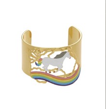 N2 Cuff Bangle Gold Plated Bass w/ Unicorn Rainbow. Last One