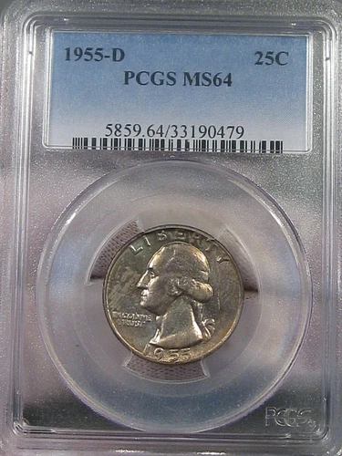 BU 1955-D Silver Washington Quarter PCGS MS64.  #33