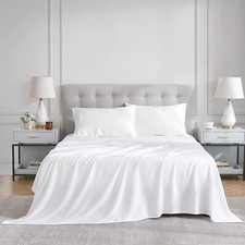 1000TC Egyptian Cotton White Solid All US Bedding Items Cal/King/Queen/Twin/Full