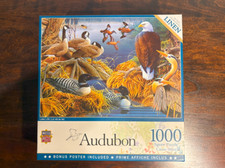 Audubon Wild Birds 'Lake Life' 1000pc Linen Master Pieces Puzzle  Poster 26x19