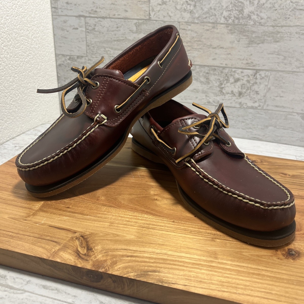 Timberland Men's 2 Eye Oxblood Leather Boat Shoes Sz 10 W (Wide