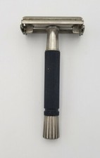 Vintage Gillette Double Edge Safety Razor Black Handle Silver Tip Made in USA