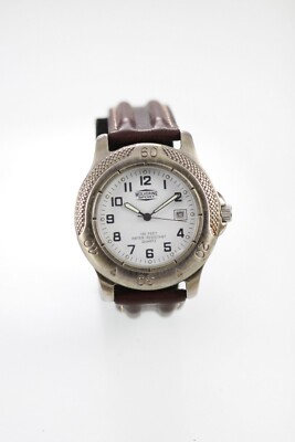 Wolverine Sport Men Watch Stainless Steel Leather Brown Date White 50m Quartz