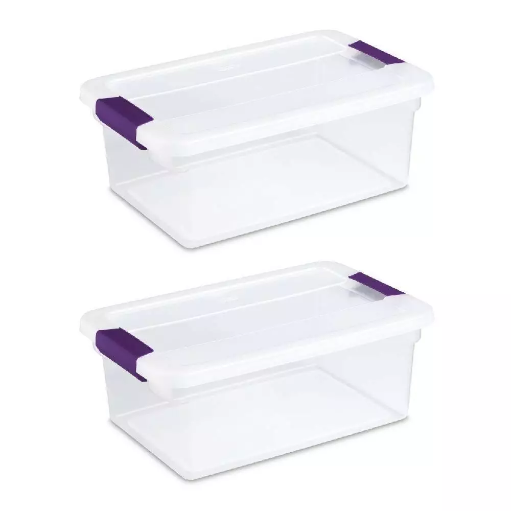 Sterilite 15qt Clear View Storage Bin with Latch Purple