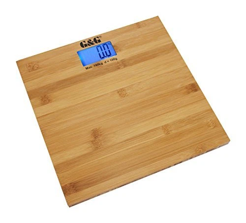G&G A8- 180KG/0,1kg Personenwaage Digitalwaage Bambusholz AAA Batterien