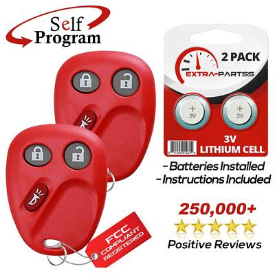 2 For 2003 2004 2005 2006 2007 Hummer H2 Remote Keyless Entry Key Fob - Red