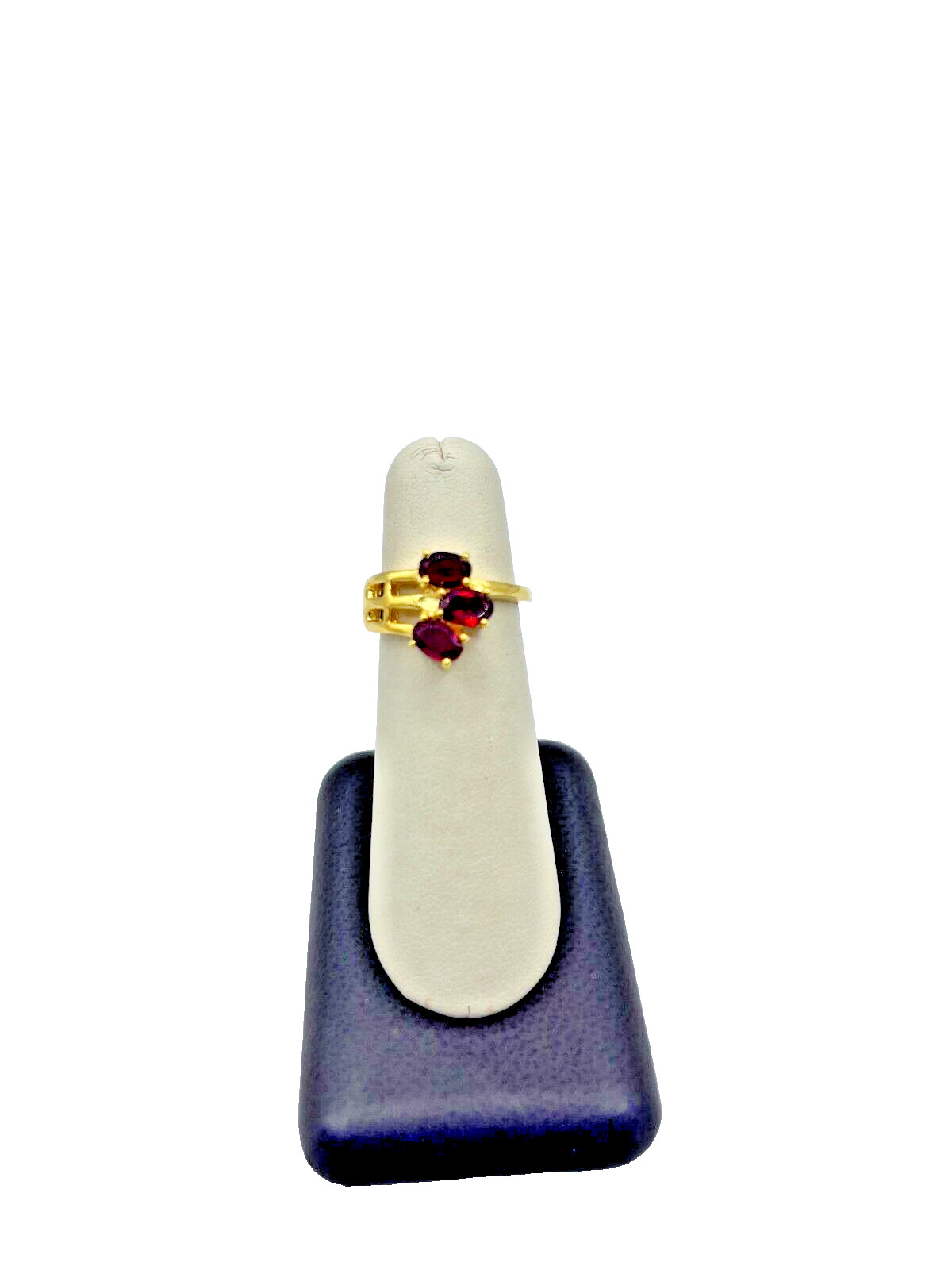 Gold Plated Ring With Three Red Stones – Bold And… - image 1