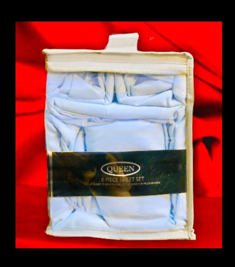 Juego de sábanas de 6 piezas de bolsillo profundo de bambú aloe vera de enfriamiento Ashley Taylor 2000 TALLA REINA Foto 4 de 4