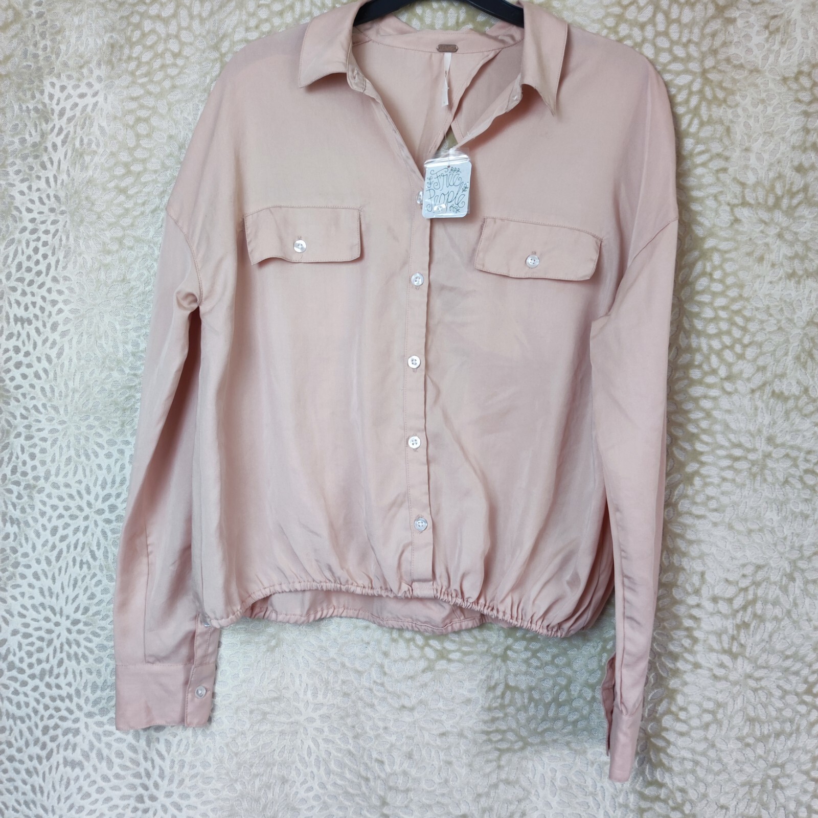 NWT Free People UK 6 Light Pink Two Piece Set Co Ord Blouse Wide Leg Trousers image 4