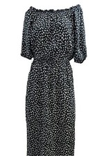 Auguste Off Shoulder Tie Waist High Slit Black Rayon Maxi Dress Womens 6 EUC